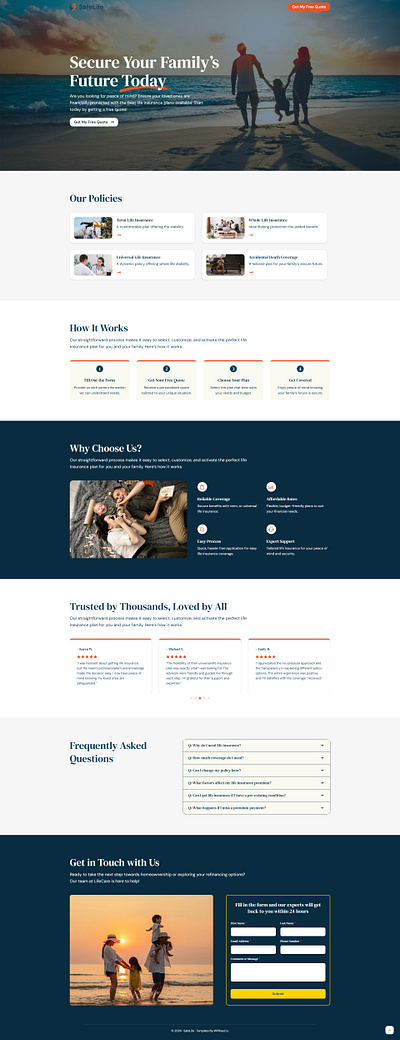 SafeLife – Life Insurance Landing Page insurance landing insurance landing page insurance website design life insurance your life insurance