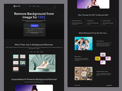 AI-Powered Background Remover - Landing Page ai backgroundremoval branding cleandesign design figma framer freetool landing page logo mobile design ui ui design uiux uxui webdesign webdevelopment website design