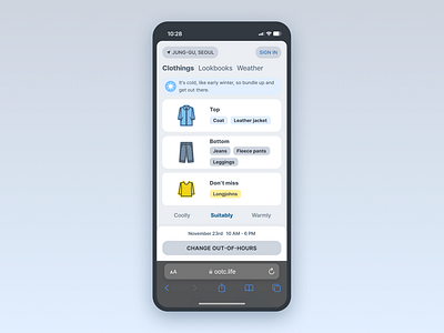 Outfit Of This Celsius apparel clothing home screen location mobile mobile ui mobile web outfit suggestion ui weather