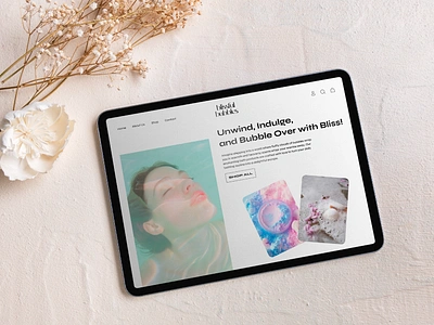 Website for Bath Bomb brand bath bomb blissful branding clean design design ecommerce graphic design luxury minimalist natural premium relaxation self care spa website sustainable ui vector webpage website wellness