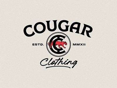 Cougar Clothing logo concept animal logo branding cc letters clothing cougar design graphic design illustration lettering logo logo concept logo design logodesign vintage logo wildcat