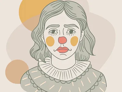 Self-portrait in the image of a clown illustration illustrator portrait self portrait vector
