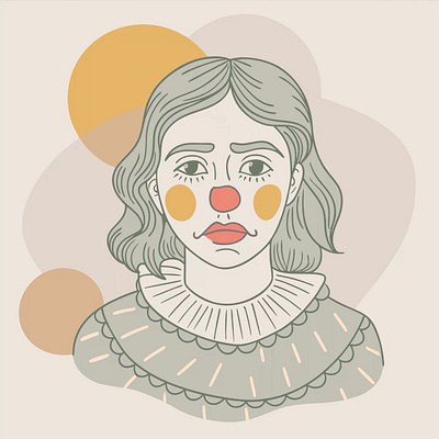 Self-portrait in the image of a clown illustration illustrator portrait self portrait vector