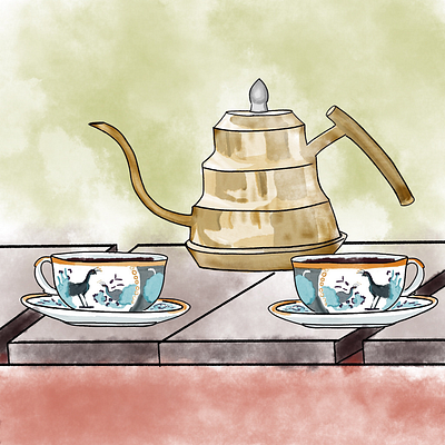 Tea time art illustration procreate watercolour