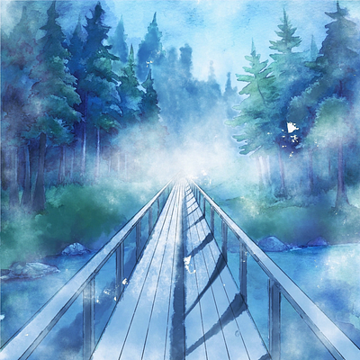 The Endless Bridge art illustration landscape procreate watercolour