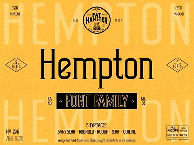 HEMPTON Vintage Font Family bonus design fat hamster font font family hand drawn hempton vintage font family label outline package packaging retro rough rounded sans sans serif template typeface vintage vintage font family