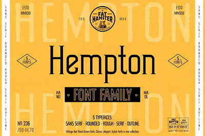 HEMPTON Vintage Font Family bonus design fat hamster font font family hand drawn hempton vintage font family label outline package packaging retro rough rounded sans sans serif template typeface vintage vintage font family