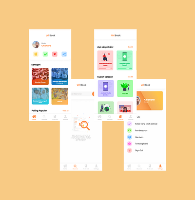 UriBook animation app design illustration minimal mobile ui