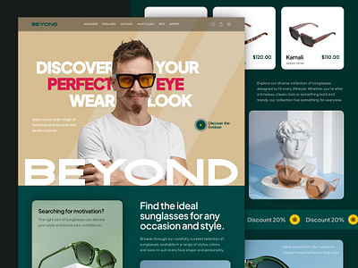 BEYOND - Eyewear Website Design colorful design e commerce ecommerce eye wear eyewear glasses landing page minimal online shopping shop sunglass sunglasses trendy ui uiux web web design webdesign website