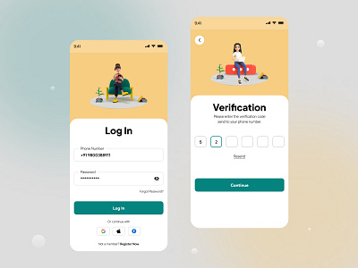 Login/Verification - Mobile App animation branding design graphic design landing page logo motion graphics ui vector