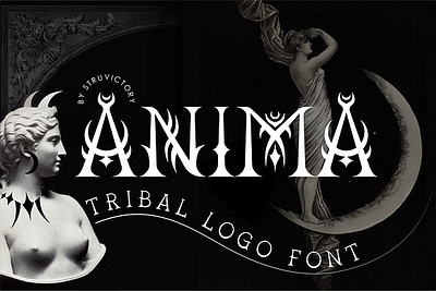 Anima - Tribal Mystical Logo Font aesthetic font alchemy font black letter bohemian font branding celestial font design esoteric font goddess font halloween font logotype design logotype font magic font mystical font pagan font spiritual font tarot font