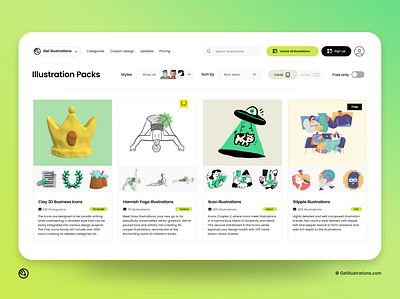 Getillustrations Products page blackfriday branding creative design figma figma plugin getillustrations graphic design icons illustration interafce design landing page product cards ui ux vector vector illustrations web page website website design