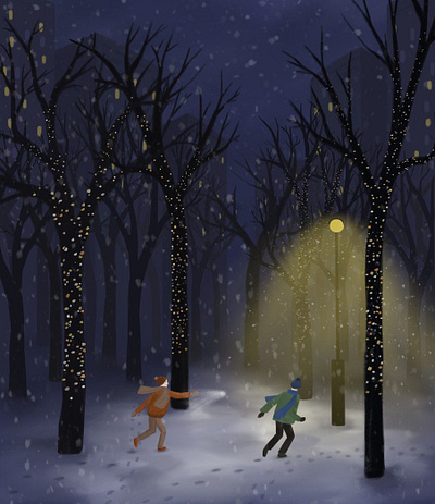 Winter night ⛄ 2d adobe illustrator illustration night snow winter xmas