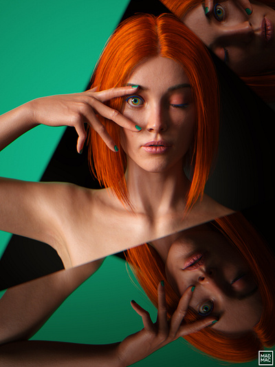 Mirrors 3d colors daz3d digital art girl illustration mirages mirrors portrait reflection render skin style texture