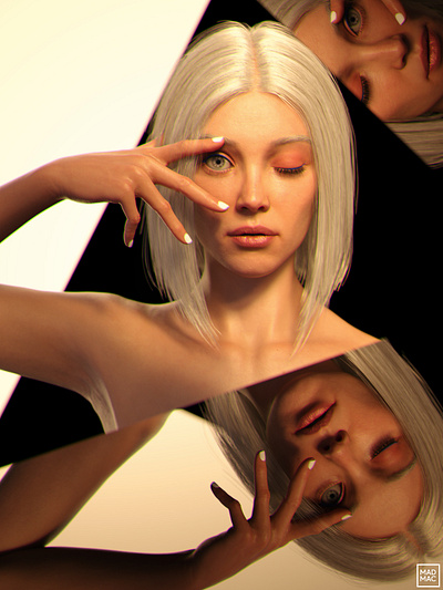 Mirrors 3d colors daz3d digital art girl illustration mirages mirrors portrait reflection render skin style texture