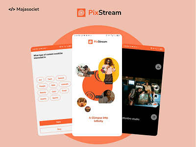 PixStream App content mobile uxui