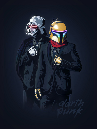 Art Wars: Darth Punk art wars boba fett crossover daft punk darth vader digital art graphic design illustrator mixed media photoshop star wars vector