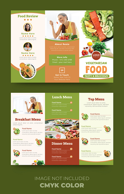 Healthy food trifold Brochure template design customize