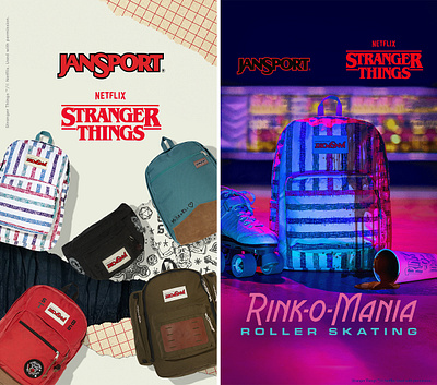 JanSport x Stranger Things Collab art direction campaign collab graphic design jansport marketing netflix product development set design stranger things