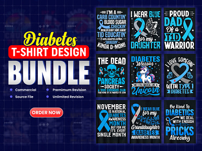 Diabetes T-Shirt Design Bundle