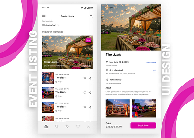 Event Listing app brand design event events figma file illustration interactive list logo new places screen trend trending