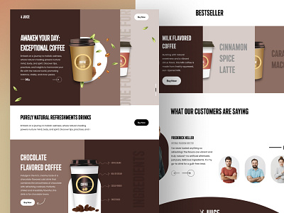 Coffee Shop Landing Page Website attractiveui beans coffee brew cafe cappuchino coffee coffee bean coffee cup coffee shop coffeeshop cup drink espresso expresso food and beverage roastery shop starbucks ui websitedesign