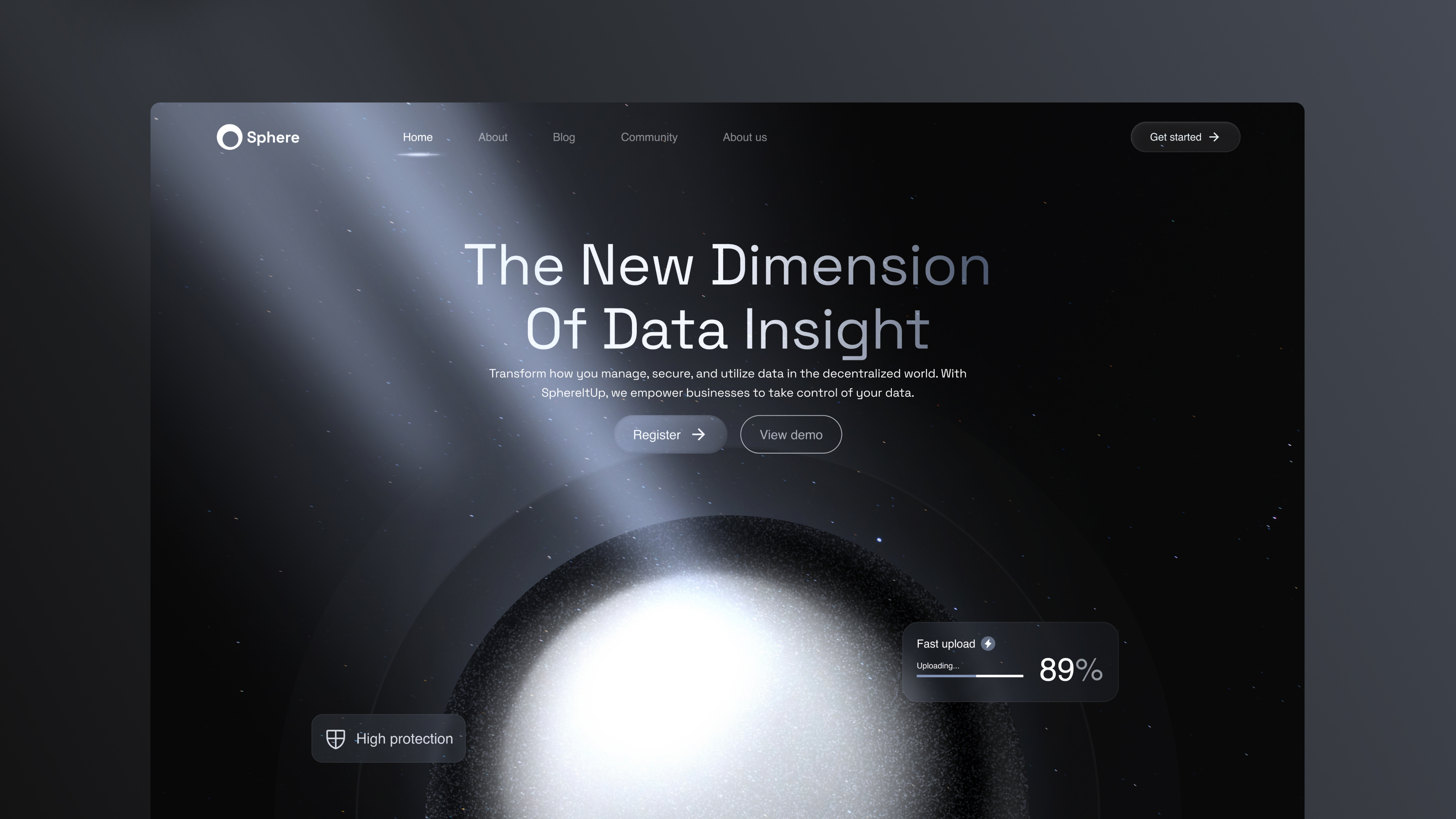 Sphere crypto dashboard product design ui web3 website