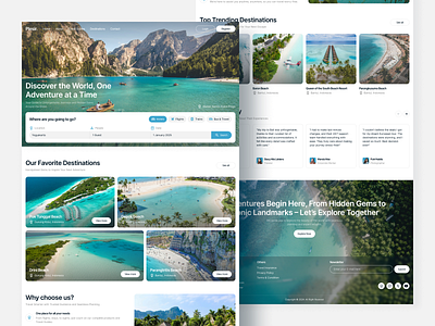 Travel booking website beach blue booking clean design desktop homepage landing page travel traveling ui ux web website