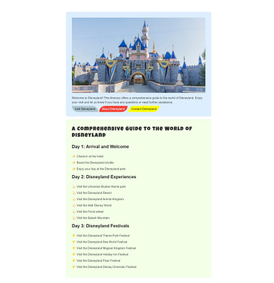 Daily UI Challenge #079 card challenge css dailyui day79 design disneyland html itinerary itinerarydesign ui uiux ux