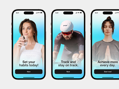 Habit Tracking Onboarding app blue design green habit habittracker image mobile ui