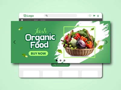 Organic Food Web banner design animation banner banner design barketting branding food banner graphic design grocery banner logo motion graphics organic food banner ui web banner web slider website banner website slider