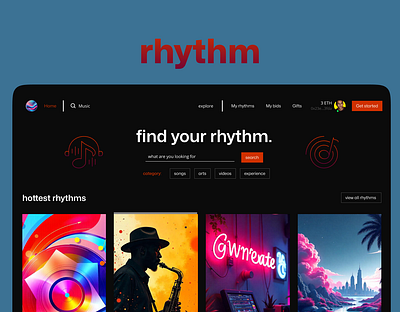 Web App design for Rhythm. app design landingpage ui ux webdesign