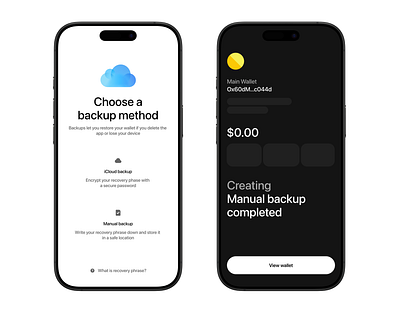 Crypto Secure Wallet Backup Flow app design crypto crypto app secure wallet ui ui ux design ux