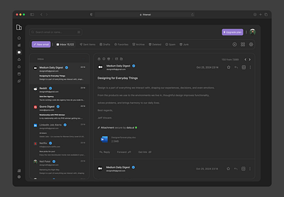 Email Management Dashboard (Dark Mode)