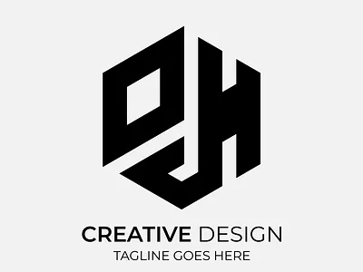 OJH Hexagon Monochrome Logo Design illustration ojh logo
