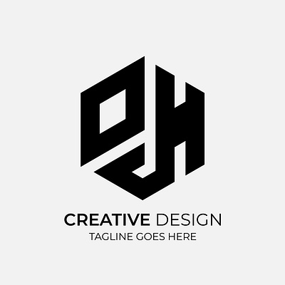 OJH Hexagon Monochrome Logo Design illustration ojh logo