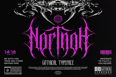 Nortnoh Metal Modern Typeface aesthetic font black letter black metal blackletter bohemian font branding death metal gothic grunge hardcore heavy metal metal music punk rock thorn