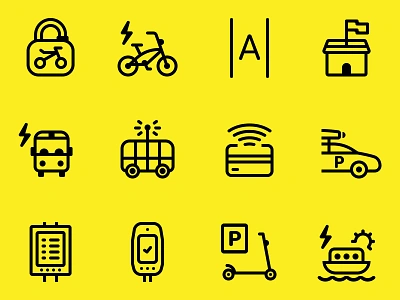 Transport icon set 24x24 icons 48x48 icons app icons bus bycicle car card city transport electric vehicle icon set icons lock modern icons scooter stroke icons transport app transport icon set transport product wi fi icon