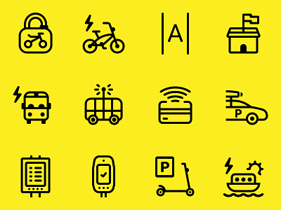 Transport icon set 24x24 icons 48x48 icons app icons bus bycicle car card city transport electric vehicle icon set icons lock modern icons scooter stroke icons transport app transport icon set transport product wi fi icon