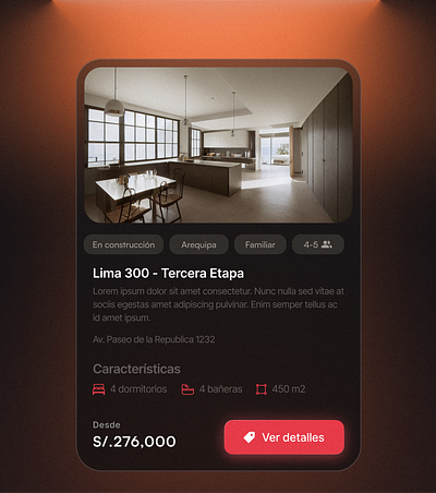 UI Card Real Estate app card ui design diseño web real estate ui ui design web design