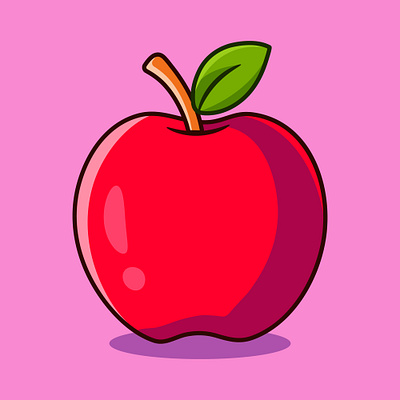 A drawing of an apple with a leaf on it symbol