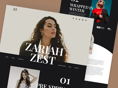 Zariah Zest- Fashion Designer Portfolio branding clean design designer fashion illustration landing page minimal ui ux website website design