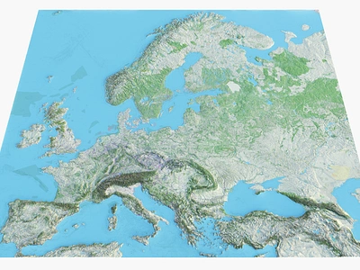 3D terrain model of Europe 3d ar asset elevation eu europe european land landscape map max model mountain pbr range real time topographical vr vray