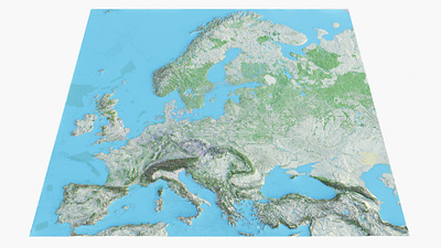 3D terrain model of Europe 3d ar asset elevation eu europe european land landscape map max model mountain pbr range real time topographical vr vray