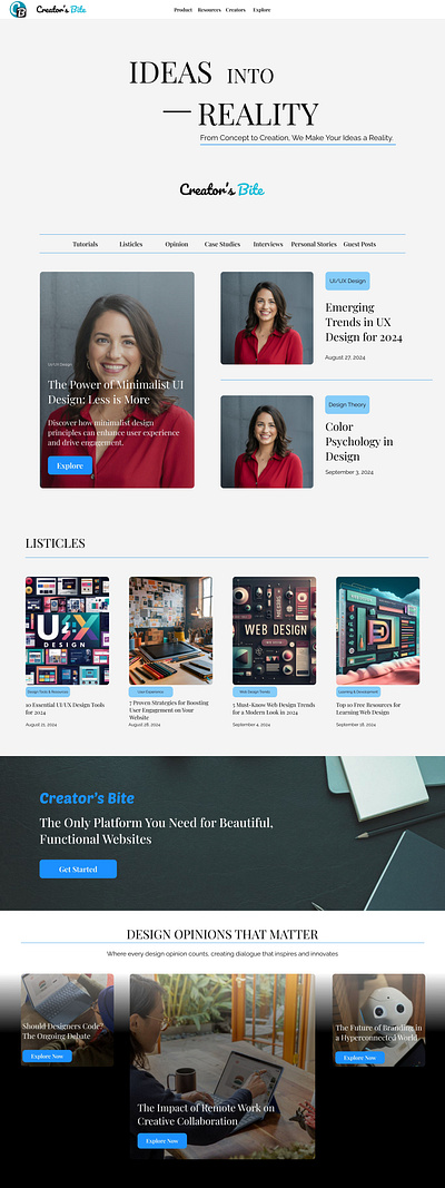 Home Page for Creative and Trendy Blogs figma home page design ui web design