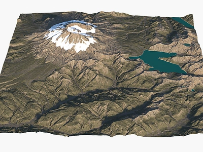 Terrains collection: Snowy stratovolcano 3D model - render 3d american lake land landscape large model mountain pbr peak range realistic render scale snowy stratovolcano terrain us usa volcano