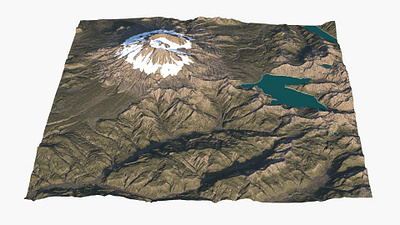 Terrains collection: Snowy stratovolcano 3D model - render 3d american lake land landscape large model mountain pbr peak range realistic render scale snowy stratovolcano terrain us usa volcano