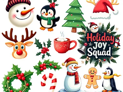 Fun & Whimsical Christmas Clipart abstact christmas christmas season clipart digital art holiday holiday season illustration santa seasons greetings snowman xmas