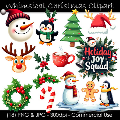 Fun & Whimsical Christmas Clipart abstact christmas christmas season clipart digital art holiday holiday season illustration santa seasons greetings snowman xmas