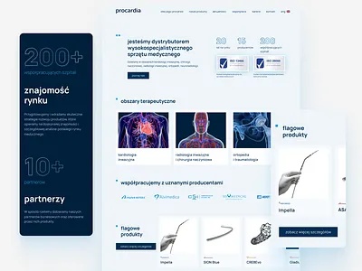 Main page - corporate website Procardia.pl contast corporatepage design geometric medical medtech product ui